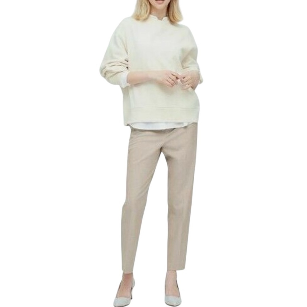 Uniqlo EZY Pull on‎ Cream Herringbone Ankle Pants